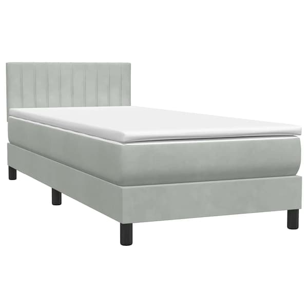 vidaXL Ramsäng med madrass ljusgrå 90x210 cm sammet Grå