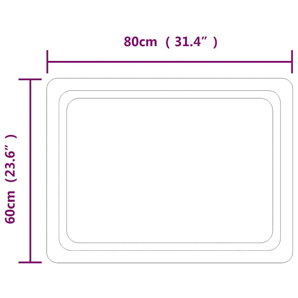 vidaXL Badrumsspegel LED 80x60 cm Transparent