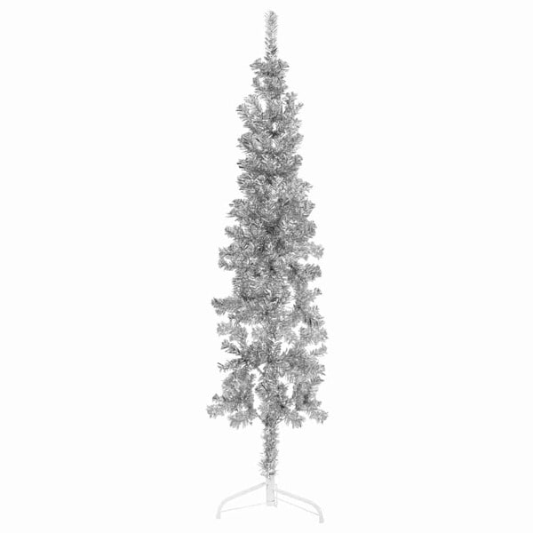 vidaXL Smal halv plastgran med stativ silver 120 cm Silver
