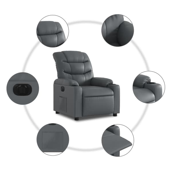 vidaXL Elektrisk reclinerfåtölj grå konstläder Grå