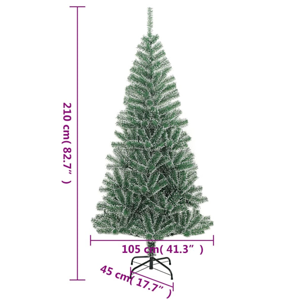 vidaXL Plastgran med snö grön 210 cm Grön