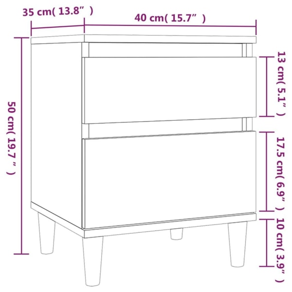 vidaXL Sängbord vit 40x35x50 cm Vit