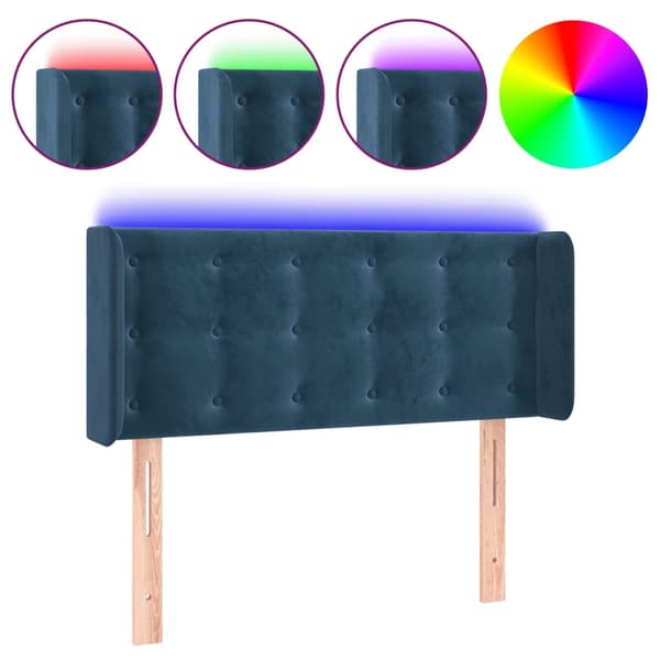 vidaXL Sänggavel LED mörkblå 83x16x78/88 cm sammet Blå