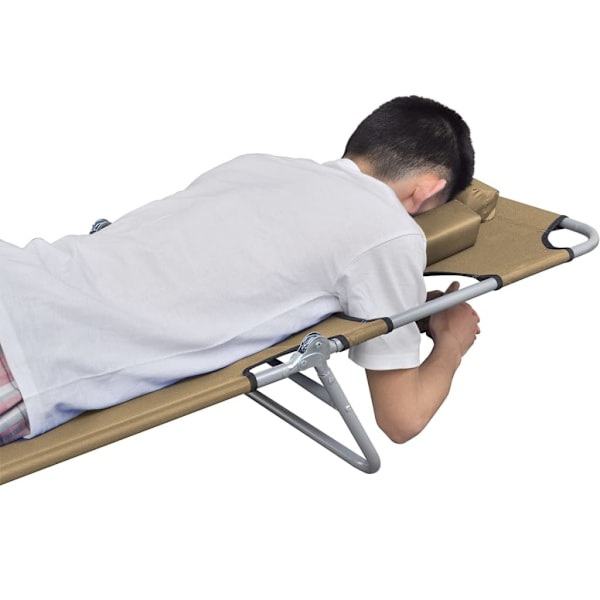 vidaXL Solsäng med nackstöd hopfällbar taupe Taupe