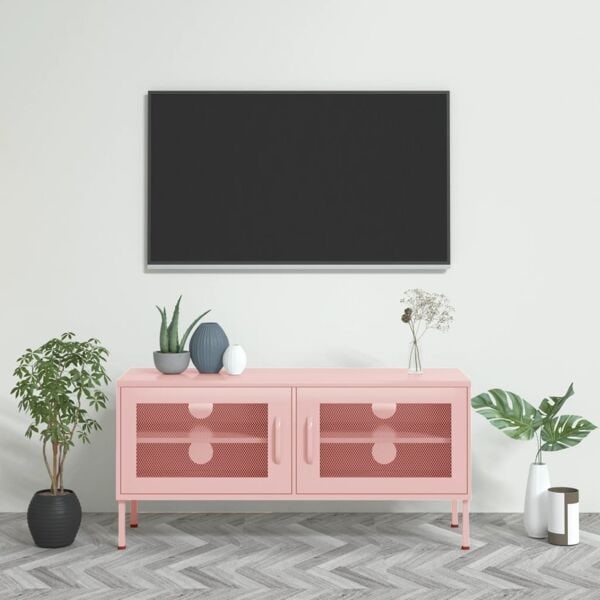 vidaXL Tv-bänk pink 105x35x50 cm stål Rosa