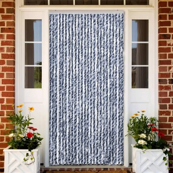 vidaXL Insektsdraperi blå, vit och silver 100x220 cm chenille multifärg