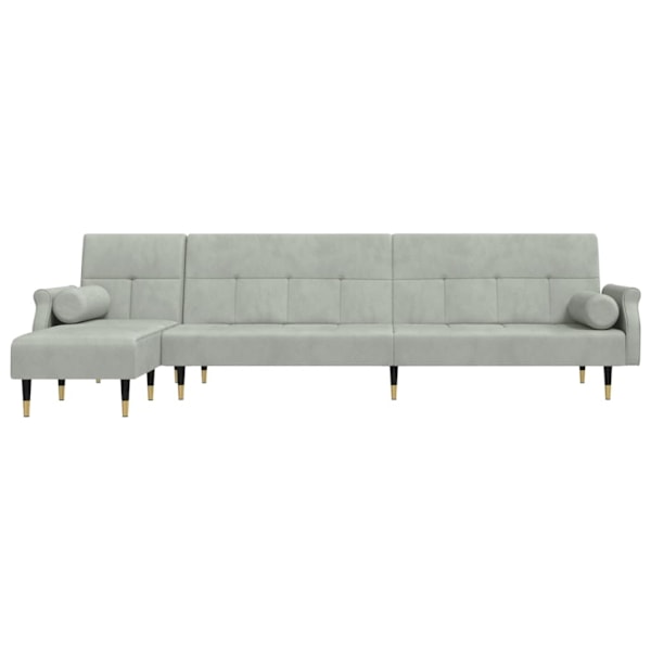 vidaXL L-formad bäddsoffa ljusgrå 271x140x70 cm sammet Grå