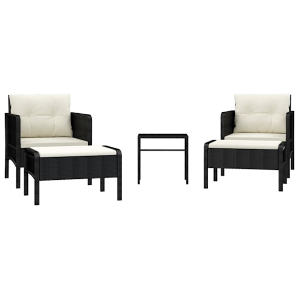 vidaXL Loungegrupp med dynor 5 delar konstrotting svart Svart