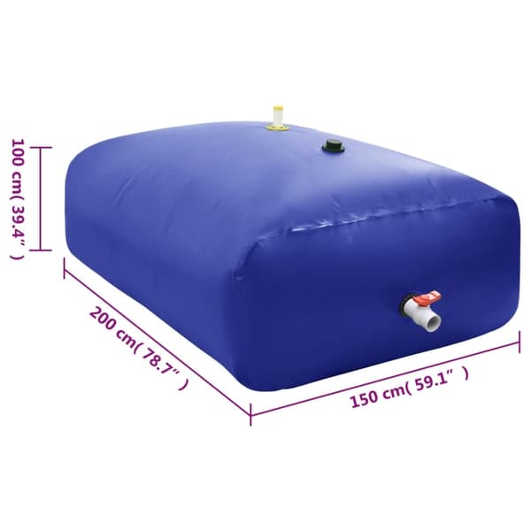 vidaXL Vattentank med kran vikbar 3000 L PVC Blå