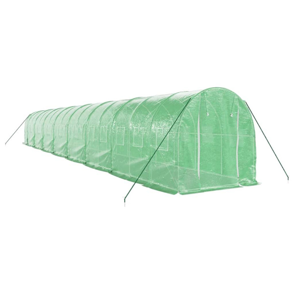 vidaXL Växthus med stålram grön 32 m² 16x2x2 m Grön