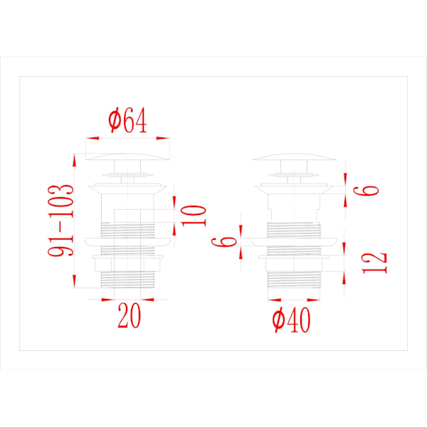 vidaXL Pop-up bottenventil med överflödesfunktion grå 6,4x6,4x9,1 cm grå
