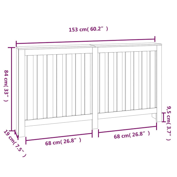 vidaXL Elementskydd 153x19x84 cm massiv furu Brun