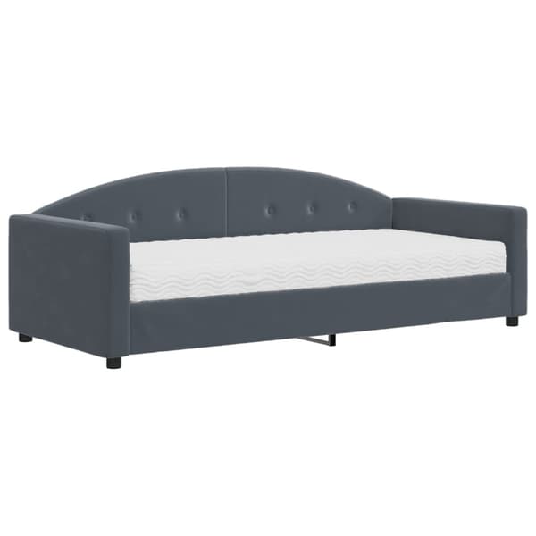 vidaXL Dagbädd med madrass mörkgrå 90x190 cm sammet Grå