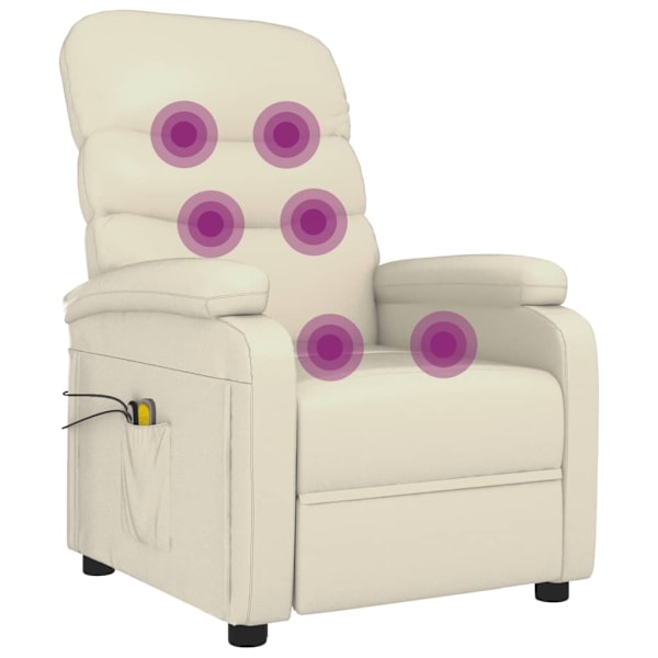 vidaXL Elektrisk massagefåtölj gräddvit konstläder Creme