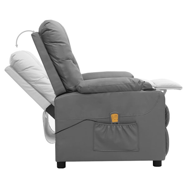 vidaXL Massagefåtölj grå konstläder grå