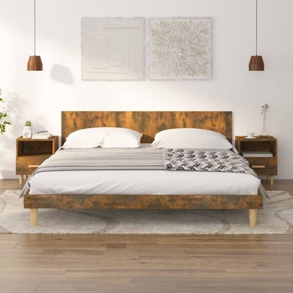 vidaXL Sängbord 2 st Rökfärgad ek 40x35x47 cm Brun