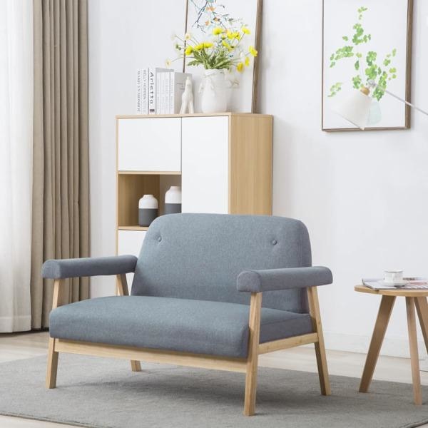 vidaXL Soffa 2-sits tyg ljusgrå grå