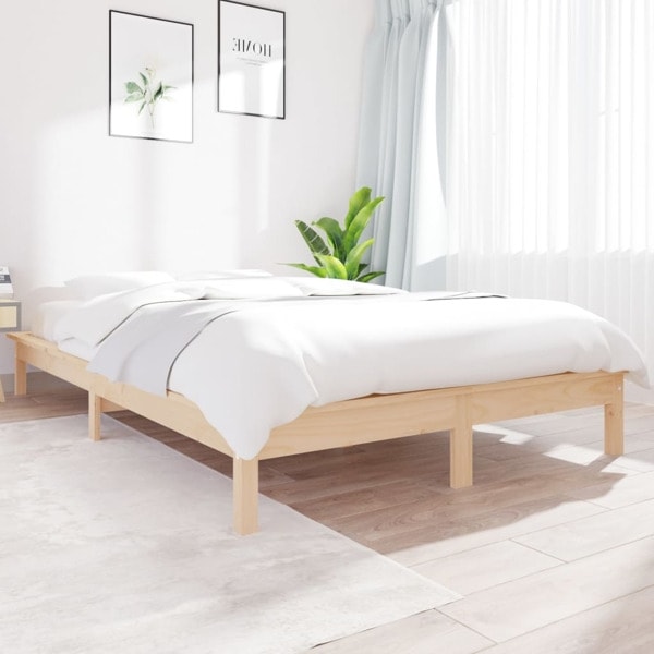 vidaXL Sängram 160x200 cm massiv furu Brun