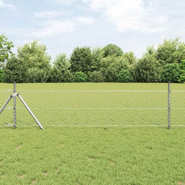 vidaXL Hexagonalt staket markfäste 25 x 0,4 m Galvaniserat stål Silver Silver
