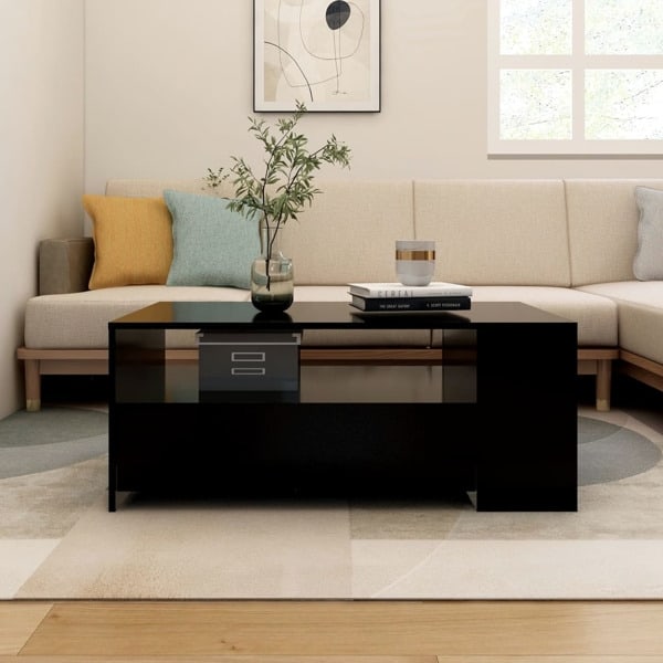 vidaXL Soffbord svart 102x55x42 cm konstruerat trä Svart