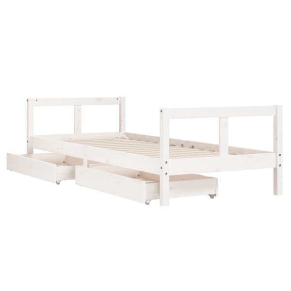 vidaXL Sängram för barnsäng m. lådor vit 80x200 cm massiv furu Vit