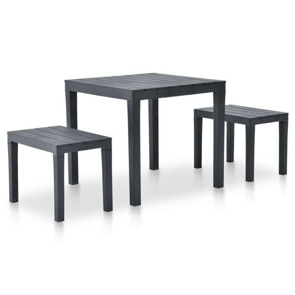 vidaXL Trädgårdsbord med 2 bänkar plast antracit Antracit