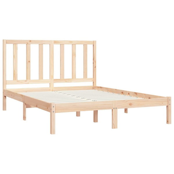 vidaXL Sängram massiv furu 135x190 cm Brun