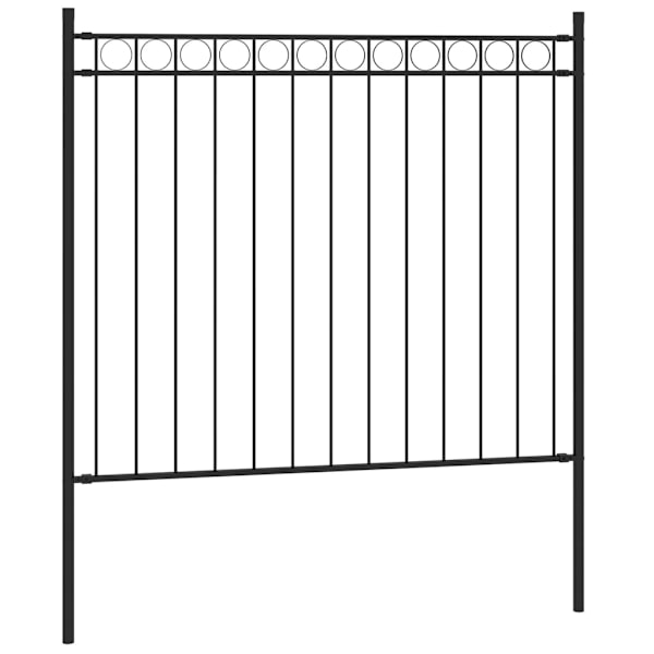 vidaXL Staketpanel stål 1,7x0,8 m svart Svart