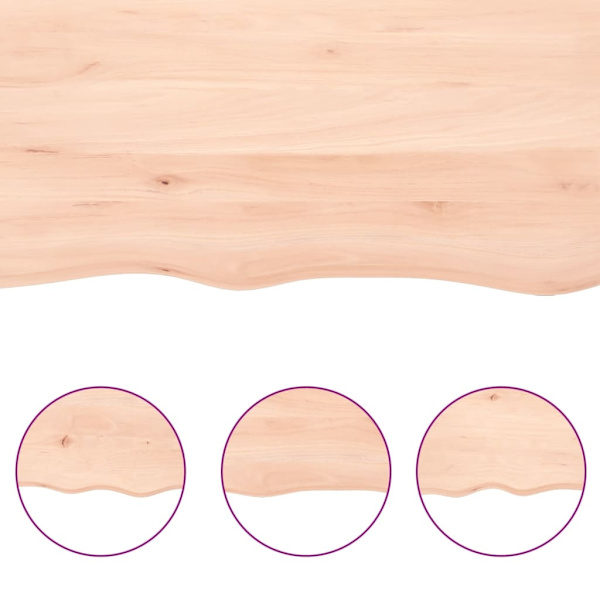 vidaXL Bänkskiva för badrum 180x40x(2-6) cm obehandlat massivt t Brun