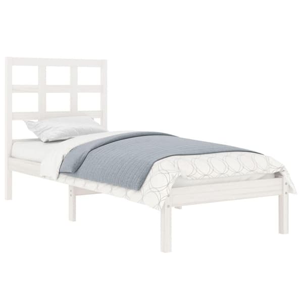 vidaXL Sängram vit massivt trä 90x200 cm Vit