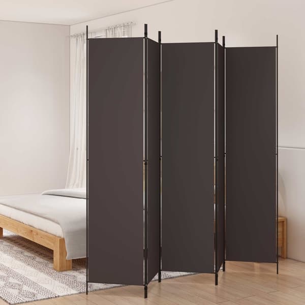vidaXL Rumsavdelare 5 paneler brun 250x220 cm tyg Brun