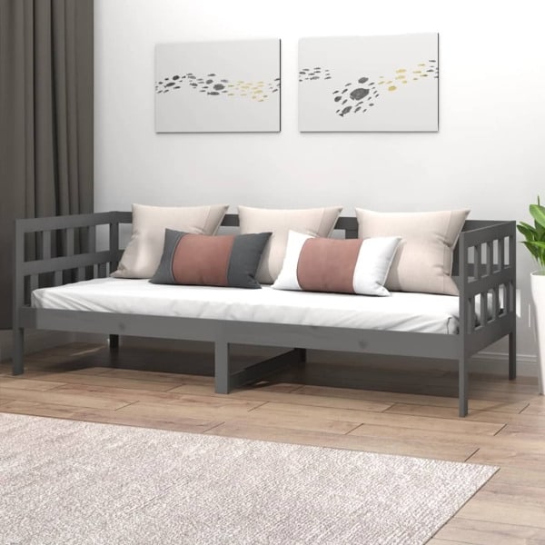 vidaXL Dagbädd grå massiv furu 90x200 cm Grå