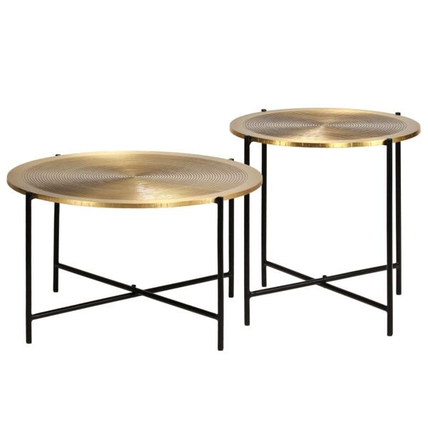 vidaXL Bord set 2 delar mässingsbelagd MDF Guld