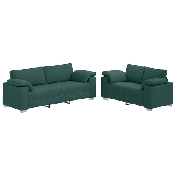 vidaXL Soffa 2 pcs Mörkgrön 219 x 80 x 82 cm tyg Grön