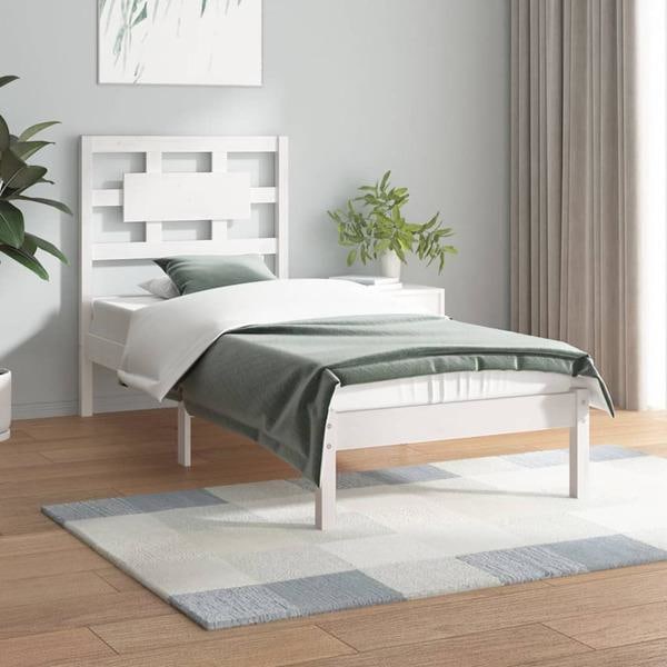vidaXL Sängram vit massiv furu 90x200 cm Vit