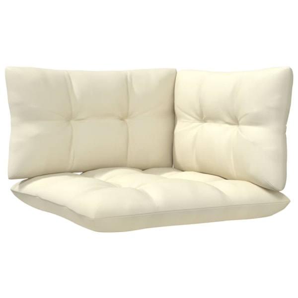 vidaXL Loungegrupp med gräddvita dynor 4 delar massiv furu Creme