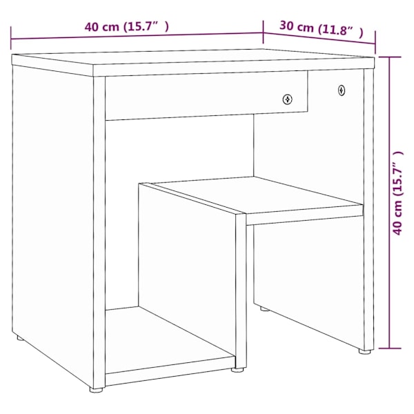 vidaXL Sängbord rökfärgad ek 40x30x40 cm konstruerat trä Brun
