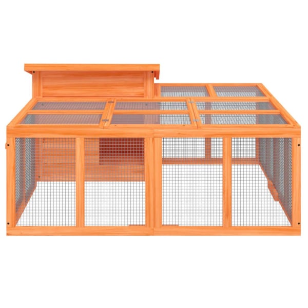 vidaXL Kaninbur brun 144x123x67,5 cm massiv furu Brun