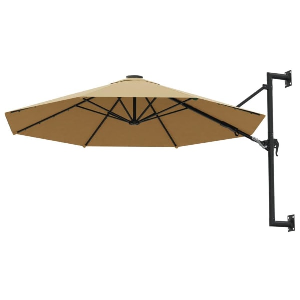 vidaXL Väggmonterat parasoll med metallstång 300 cm taupe Taupe