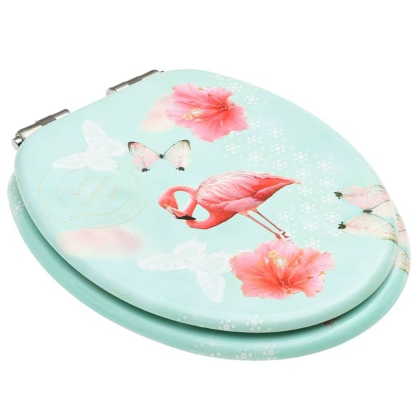 vidaXL Toalettsitsar med mjuk stängning 2 st MDF flamingo multifärg