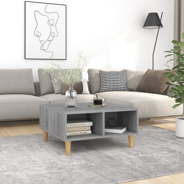 vidaXL Soffbord grå sonoma 60x60x30 cm konstruerat trä grå