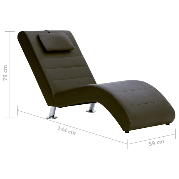 vidaXL Schäslong med kudde brun konstläder Brun