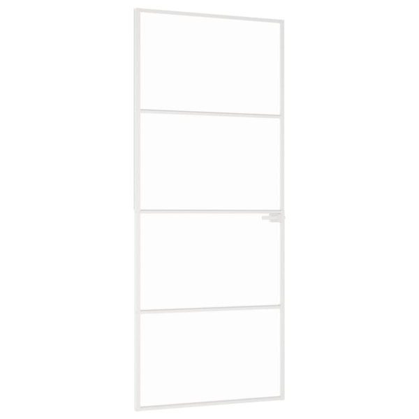 vidaXL Innerdörr 83x201,5 cm härdat glas och aluminium slim Vit