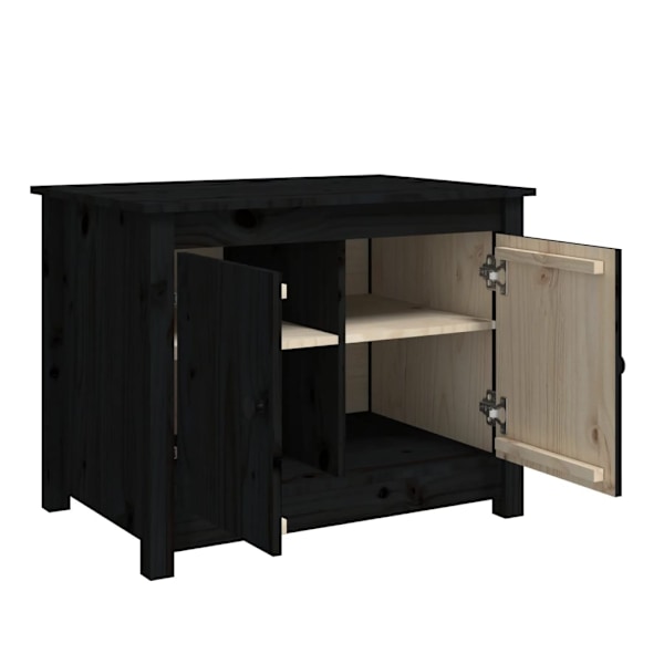 vidaXL Soffbord svart 71x49x55 cm massiv furu Svart