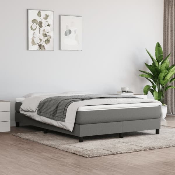vidaXL Ramsäng med madrass mörkgrå 140x190 cm tyg Grå