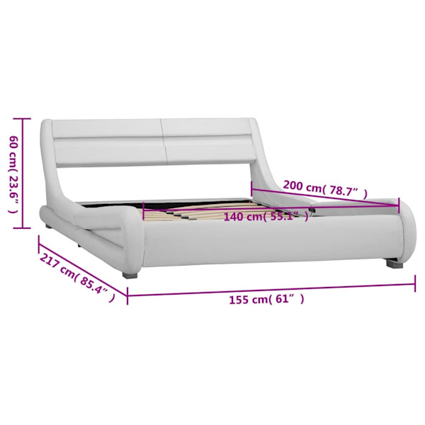 vidaXL Sängram med LED vit konstläder 140x200 cm Vit