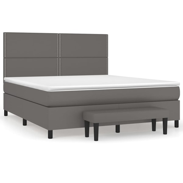vidaXL Ramsäng med madrass grå 180x200 cm konstläder Grå