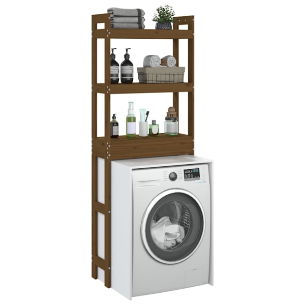 vidaXL Badrumshylla honungsbrun 63x26x171 cm massiv furu Brun