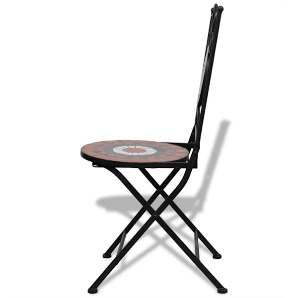 vidaXL Cafébord i mosaik 60 cm med 2 stolar terrakotta/vit Brun