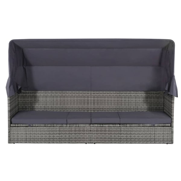 vidaXL Solsäng med tak 205x62 cm konstrotting grå grå